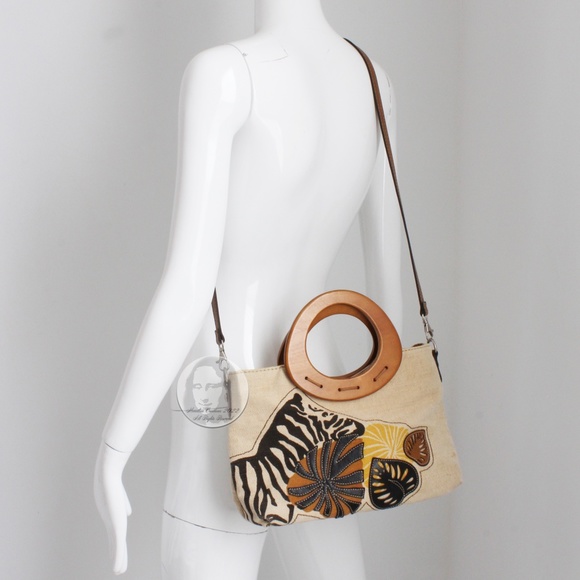 Relic by Fossil Tote Bag or Crossbody Wood Handles Florals with Shoulder Strap - Picture 3 of 8